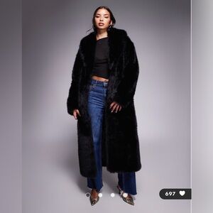 NWT ASOS ARIA COVE FAUX FUR OVERSIZED COAT